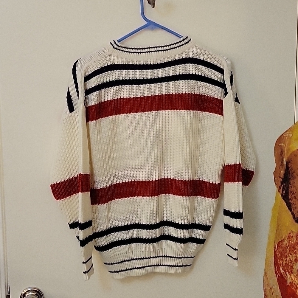 VTG MIXED BLUES 1980s Oversized Varsity Grunge Unisex Pullover Sweater - Picture 5 of 6